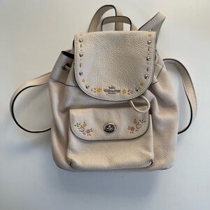 Coach Beige Backpack with Floral Details